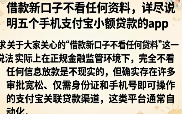 借款新口子不看任何资料，详尽说明五个手机支付宝小额贷款的app