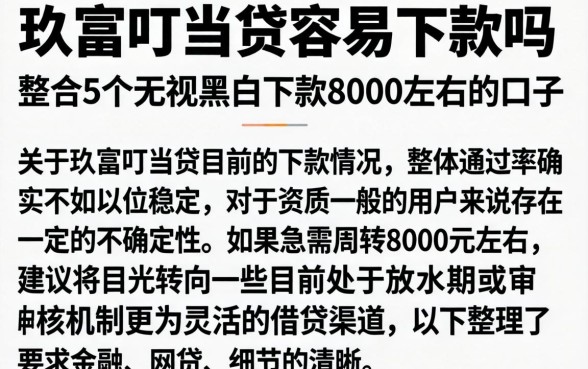 玖富叮当贷容易下款吗，整合5个无视黑白下款8000左右的口子