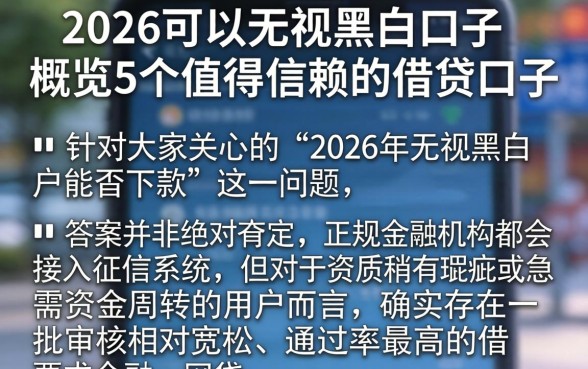 2026可以无视黑白口子，概览5个值得信赖的借贷口子