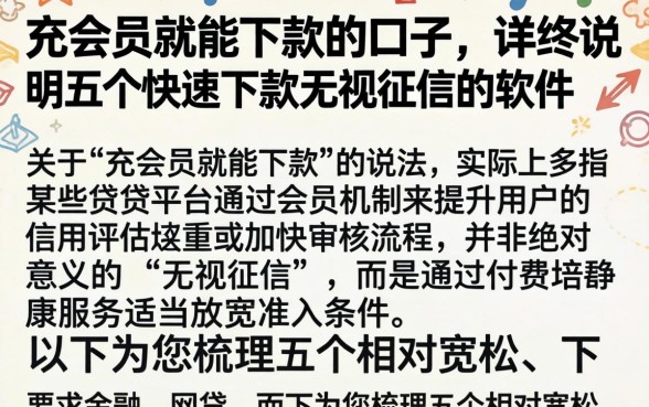 充会员就能下款的口子，详尽说明五个快速下款无视征信的软件