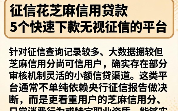 征信花芝麻信用贷款,概括5个快速下款无视征信的平台