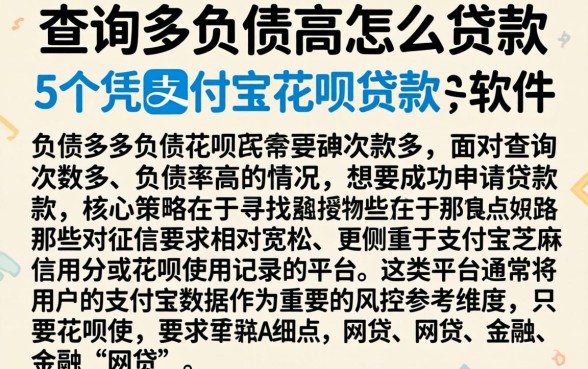 查询多负债高怎么贷款，详细阐述5个凭支付宝花呗贷款的软件