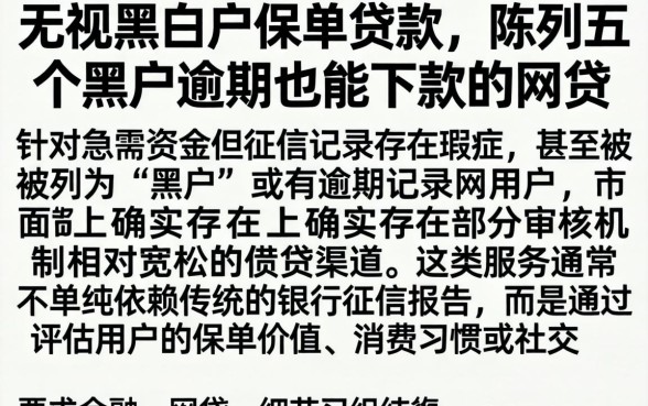 无视黑白户保单贷款，陈列五个黑户逾期也能下款的网贷