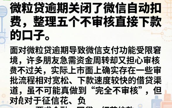 微粒贷逾期关闭了微信自动扣费，整理五个不审核直接下款的口子