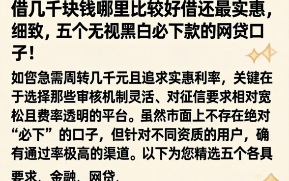 借几千块钱哪里比较好借还最实惠，细致阐述五个无视黑白必下款的网贷口子
