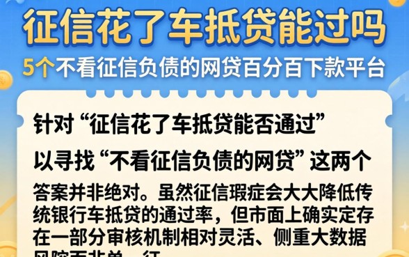 征信花了车抵贷能过吗，归纳5个不看征信负债的网贷百分百下款平台