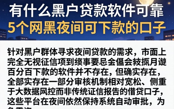 有什么黑户贷款软件可靠，细致阐述5个网黑夜间可下款的口子