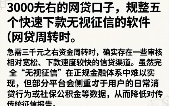 3000左右的网贷口子，规整五个快速下款无视征信的软件