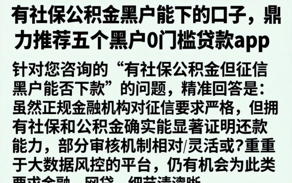 有社保公积金黑户能下的口子，鼎力推荐五个黑户0门槛贷款app