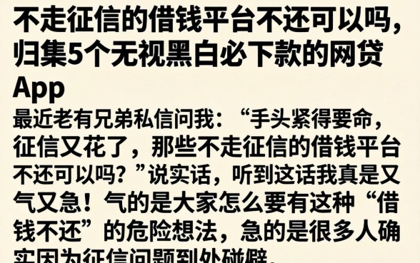 不走征信的借钱平台不还可以吗,归集5个无视黑白必下款的网贷app