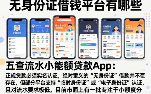 无身份证借钱平台有哪些，陈列五个不查流水的小额度贷款app