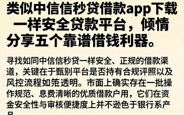 类似中信信秒贷借款app下载一样安全的贷款平台，倾情分享五个靠谱借钱利器