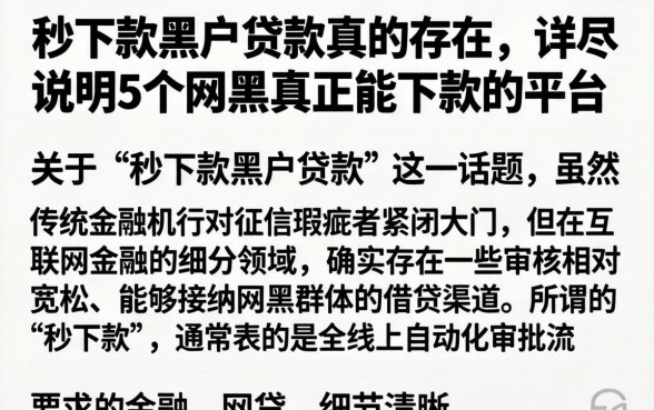 秒下款黑户贷款真的存在，详尽说明5个网黑真正能下款的平台