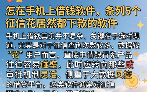 怎在手机上借钱软件，条列5个征信花居然都下款的软件