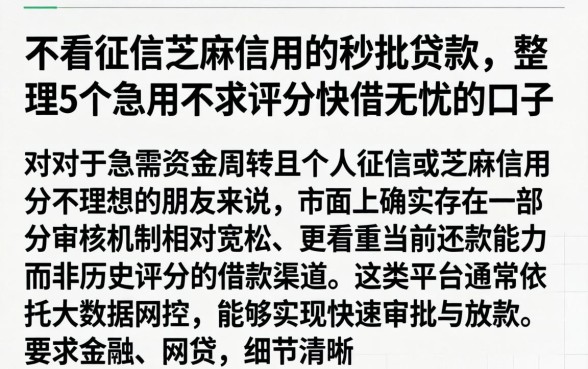 不看征信芝麻信用的秒批贷款，整理5个急用不求评分快借无忧的口子