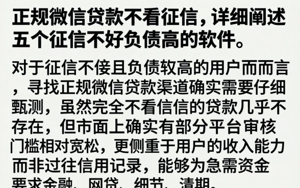正规微信贷款不看征信,详细阐述五个征信不好负债高的软件