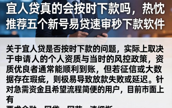 宜人贷真的会按时下款吗,热忱推荐五个新号易贷速审秒下款软件
