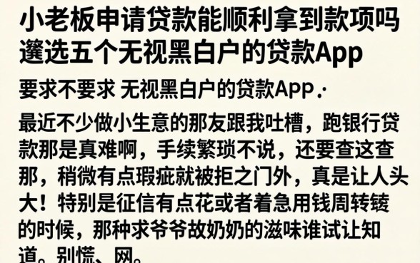 小老板申请贷款能顺利拿到款项吗，遴选五个无视黑白户的贷款app