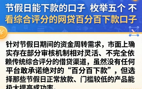 节假日能下款的口子,枚举五个不看综合评分的网贷百分百下款口子