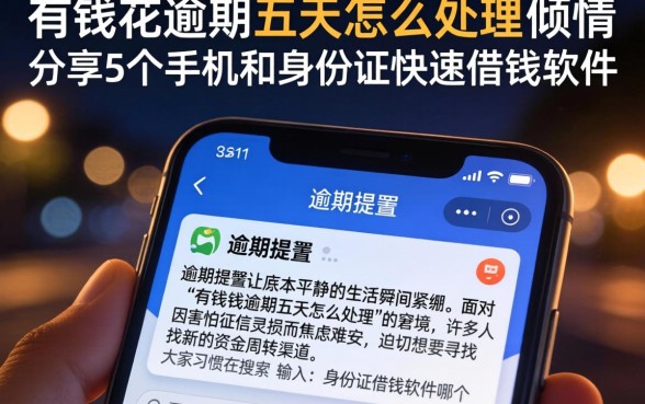 有钱花逾期五天怎么处理，倾情分享5个手机和身份证快速借钱软件