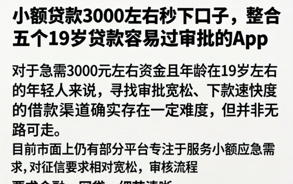 小额贷款3000左右秒下口子,整合五个19岁贷款容易过审批的app