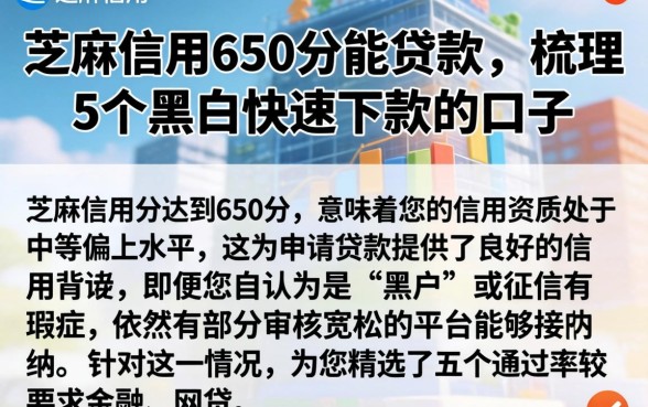 芝麻信用650分能贷款，梳理5个黑户快速下款的口子