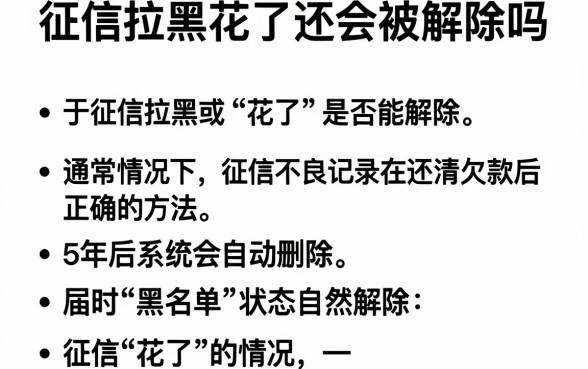 征信拉黑花了还会被解除吗，条列五个最新能下来钱的口子