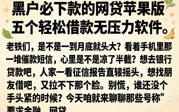 黑户必下款的网贷苹果版，详细阐述五个轻松借款无压力软件