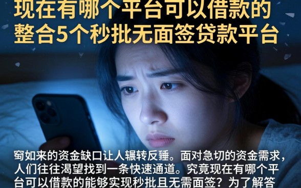 现在有哪个平台可以借款的，整合5个秒批无面签贷款平台