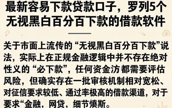 最新容易下款贷款口子,罗列5个无视黑白百分百下款的借款软件