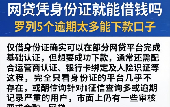 网贷凭身份证就能借钱吗,罗列5个逾期太多能下款口子