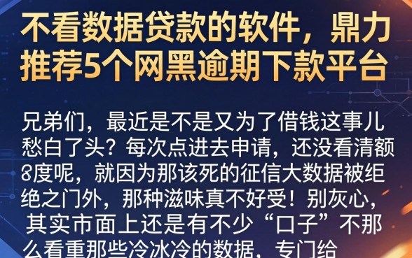 不看数据贷款的软件，鼎力推荐5个网黑逾期下款平台