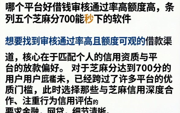 哪个平台好借钱审核通过率高额度高，条列五个芝麻分700能秒下的软件
