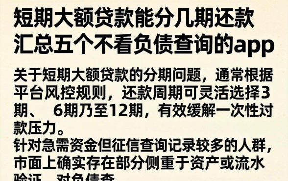 短期大额贷款能分几期还款，汇总五个不看负债查询的app