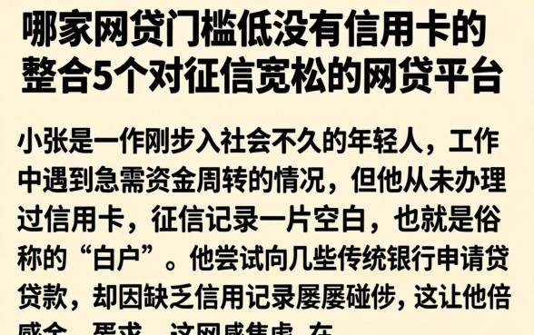 哪家网贷门槛低没有信用卡的，整合5个对征信宽松的网贷平台