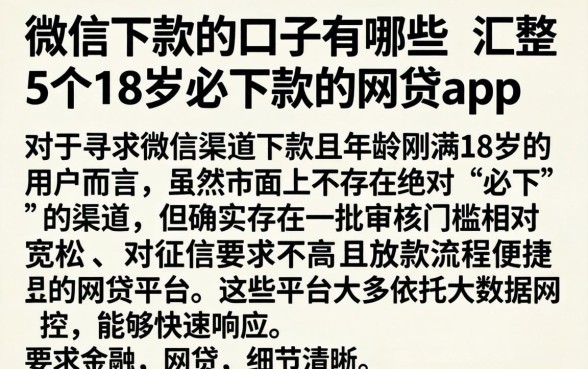 微信下款的口子有哪些,汇整5个18岁必下款的网贷app