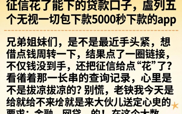 征信花了能下的贷款口子，胪列五个无视一切包下款5000秒下款的app