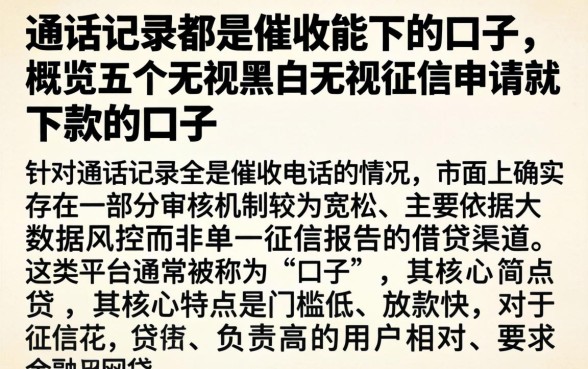 通话记录都是催收能下的口子,概览五个无视黑白无视征信申请就下款的口子