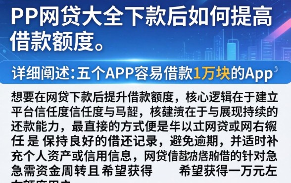 PP网贷大全下款后如何提高借款额度,详细阐述五个APP容易借款1万块的app