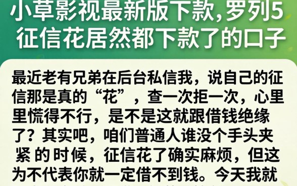 小草影视最新版下款，罗列5个征信花居然都下款了的口子