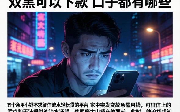 双黑可以下款的口子都有哪些，细致阐述五个急用小钱不求征信流水轻松贷的平台