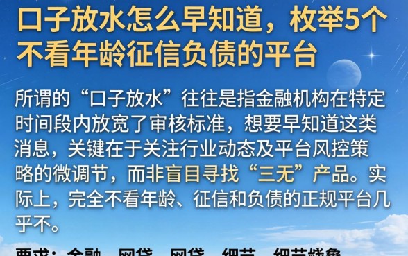 口子放水怎么早知道，枚举5个不看年龄征信负债的平台