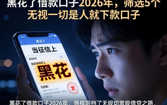 黑花了借款口子2026年，筛选5个无视一切是人就下款口子