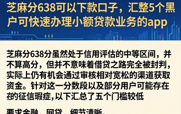 芝麻分638可以下款口子，汇整5个黑户可快速办理小额贷款业务的app