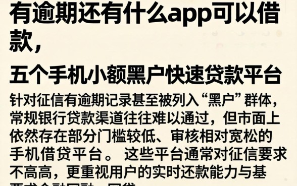 有逾期还有什么app可以借款，详尽说明五个手机小额黑户快速贷款平台