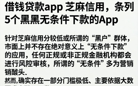 借钱贷款app 芝麻信用，条列5个黑户无条件下款的app