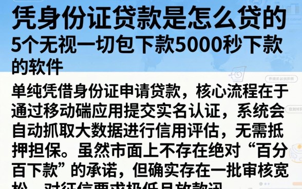 凭身份证贷款是怎么贷的，罗列5个无视一切包下款5000秒下款的软件