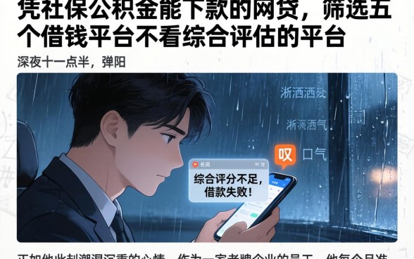 凭社保公积金能下款的网贷，筛选五个借钱平台不看综合评估的平台