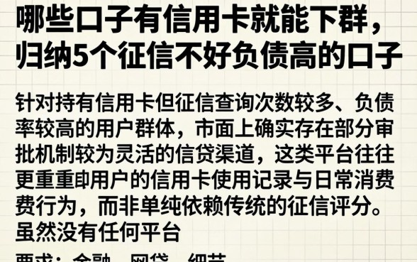 哪些口子有信用卡就能下的，归纳5个征信不好负债高的口子