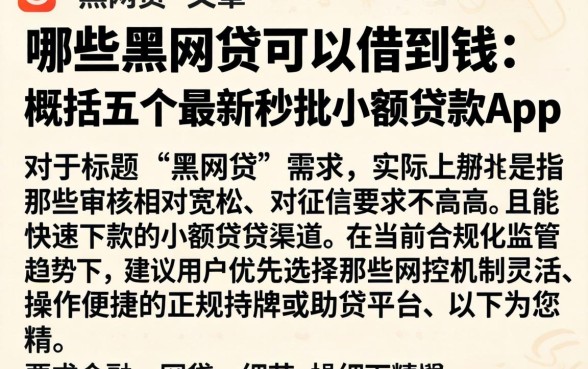 哪些黑网贷可以借到钱，概括五个最新秒批小额贷款app